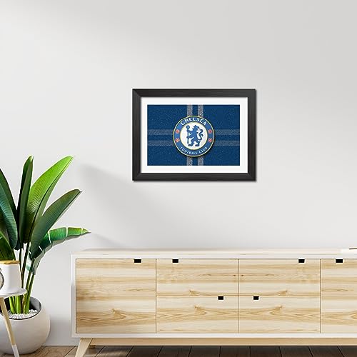 Image of TenorArts Chelsea Football Club Poster 3D Leather Textured Logo Laminated Photo Frame Painting with Matt Finish Black Textures(12 inches x 9inches)