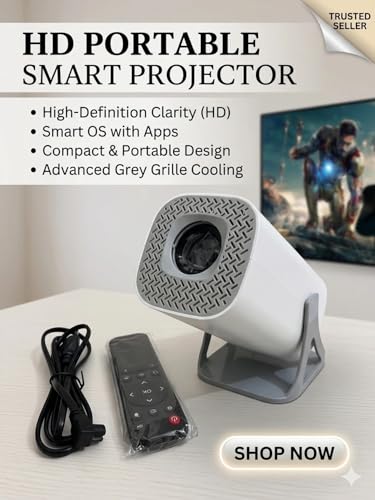 Image of Native 1080P Smart Android Projector | 280 ANSI Lumens | WiFi 6 & Bluetooth 5.0 | Auto Keystone, 180 Rotatable | Portable Home Theater Mini Projector with Built-in Speaker