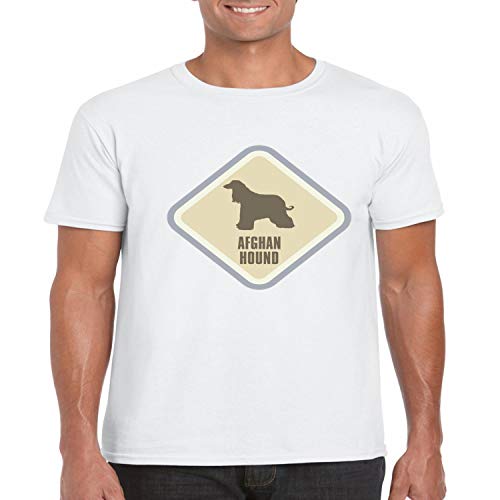 T-shirt Afghan Hound blanc imprimé lévrier vêtement taille Large
