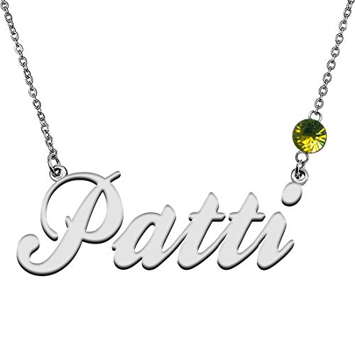 GR859C Personalized Charm Name Necklace with Birthstone for Best Friends Patti