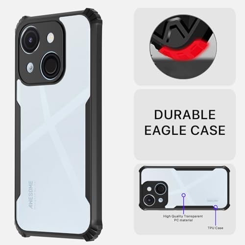 Image of Pikkme Crystal Clear Transparent Back Cover | Ultra Hyrbid | Full Camera Protection | Raised Edge | Bumper Case for itel A50C (Black)