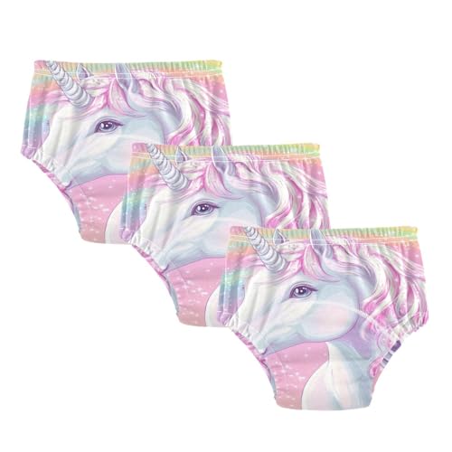 Coikll Cute Rainbow Horse Toddler Training Underwear Waterproof Baby Pee Pants -4T