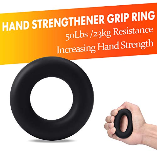 Imenseas Hand Grip Strengthener 7 Pack Adjustable Hand Gripper, Finger Stretcher Resistance Extensor Bands, Finger Exerciser, Grip Strength Ring & Stress Relief Ball For Athletes & Musicians - Black #TOP4
