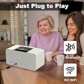 Healvaluefit Simple Music Player for Elderly, Easy Audiobook Player with 32GB TF Card & Card Reader for Dementia, Alzheimers, Visually Impaired, Low Vision Patients, Wired - GrayishWhite