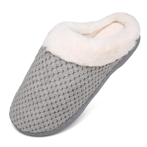 Mishansha Zapatillas De Estar por Casa para Mujer Antideslizante CáLido Invierno Pantuflas Casa Cómodas Suave Memory Foam Slippers,Gris,36/37
