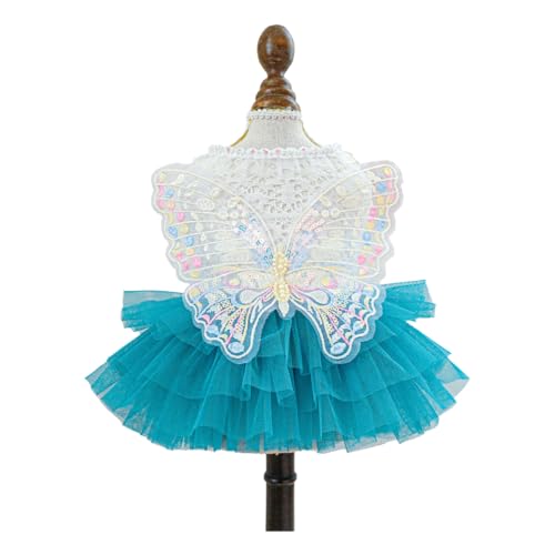 Disfraz vintage para perros vestido de tul mariposa azul XL