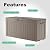 ROJIK Outdoor Storage Housing Deck Box - Waterproof Patio Furniture, Garden Tools, Cushions, Pool Accessories Storage Bench with Lockable Lid and Side Handles (Grey 75 Gal)