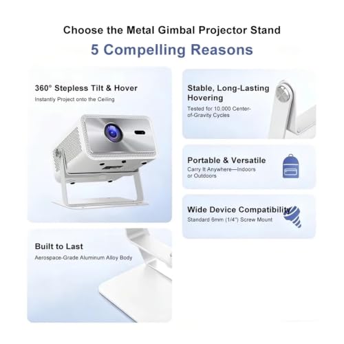 Soporte para proyector Flixtone inteligente con base de escritorio y rotación 4