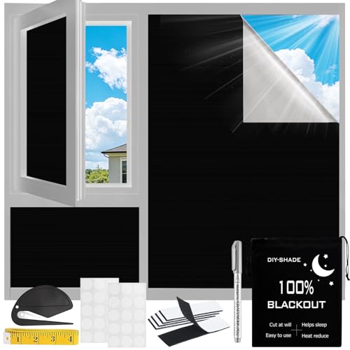 Store Occultant sans Perçage, YYDSXK Protection Solaire pour Fenêtre, Anti Chaleur Tissu Isolant Thermique, Store Occultant Portable pour Voyage...