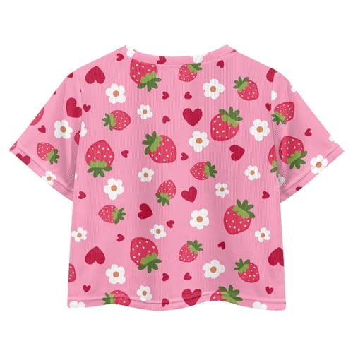 Image of Kids Crop Top Short Sleeve T-Shirts for Girls Size 5-14