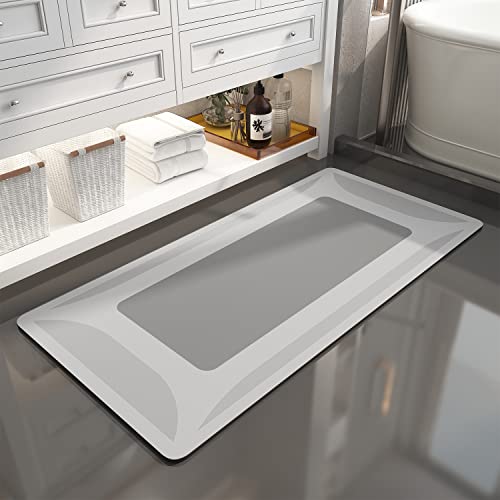 SIXHOME Bath Mat 24x48 Grey – Quick-Dry, Rubber-Backed