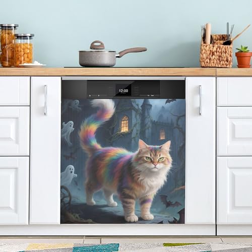 Wudan B01P22035 Bunte Katze Geschirrspüler Blende