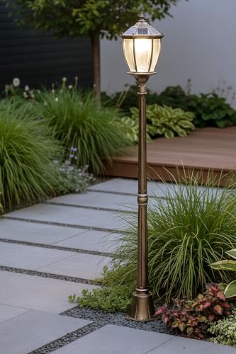 Arnusa Gartenlaterne Solarbetrieben klassisch 175 cm Solarlampe Außenleuchte Sockelleuchte kabellos Duo Color warmweiß und kaltweiß