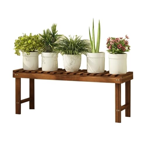 JosuE Pflanzenregale Garten Stufenhölzerner Blumenständer Balkongrünpflanzenständer Wohnzimmerblumentopfständer Gartendekorationsständer (Color : Brown, Size : 58x25x30cm)