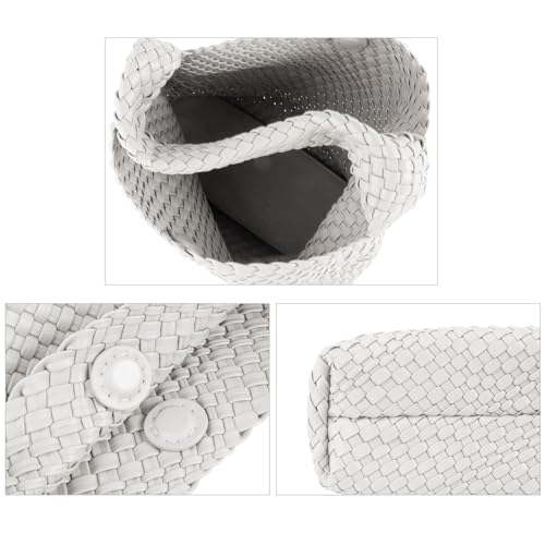 Image of Woven Tote Bag for Women with Purse, Vegan Leather Hobo Bags Large Handmade Underarm Shoulder Bag