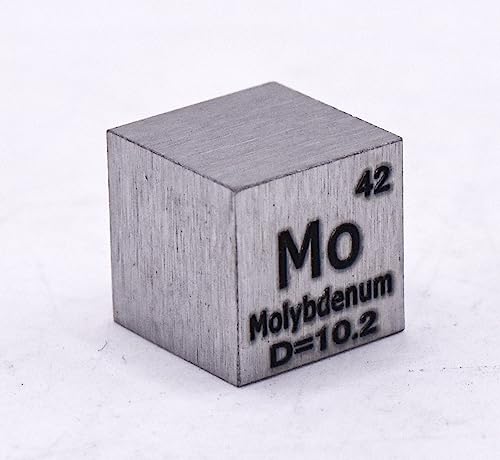 Image of 0.39 inch 10mm Molybdenum Metal Cube Mo up to 99.9% Pure Periodic Table Element Engraved Density Collection Science Education Display Block Cube + Acrylic Case Box - 1PC