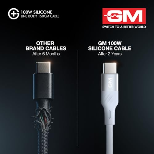 Image of GM G+ 100W 150cm Silicon Cable Type-C-C | Durable than braided| PD 3.1 Fast Charging | Ultra-Flexible Tangle-Free Body | 480Mbps | iPhone, MacBook, Tablets, Samsung, One Plus | 1 Year Warranty