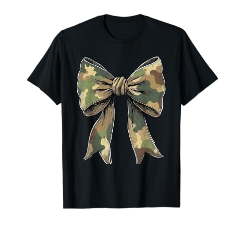 Camouflage Camo Bow Girls Camo Coquette Bow Hunting Women T-Shirt