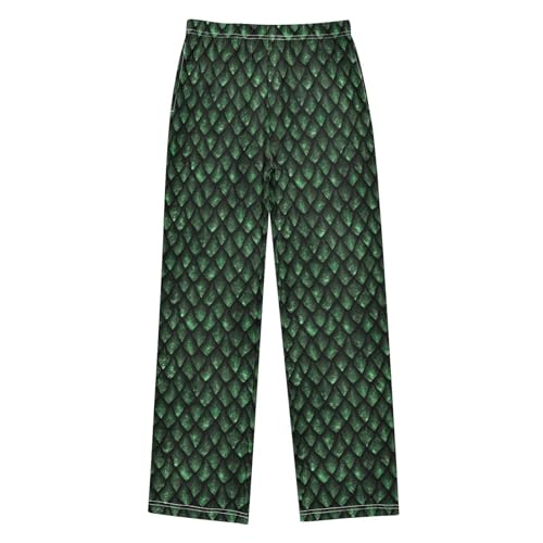 Dragon Scales Boys Long Pants Soft Trousers Elastic Waist Kids Lounge Bottoms with Pockets S-XL