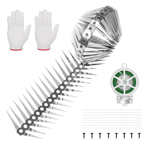 Zocipro 1M Ceinture Anti Chats pour Arbre et Gouttière Piege a Fouine, en Acier Inoxydable, avec Accessoires, Protection Contre Les Martres, Ratons Laveurs et Chats pour Toit, Gouttière et la Maison