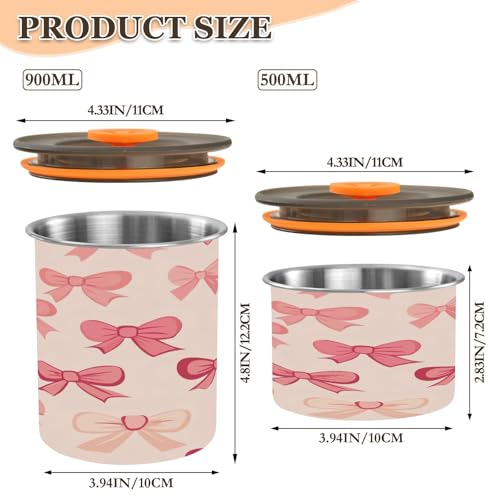 Envase hermético para café Qilmy Bow Pink 17oz miniatura 3