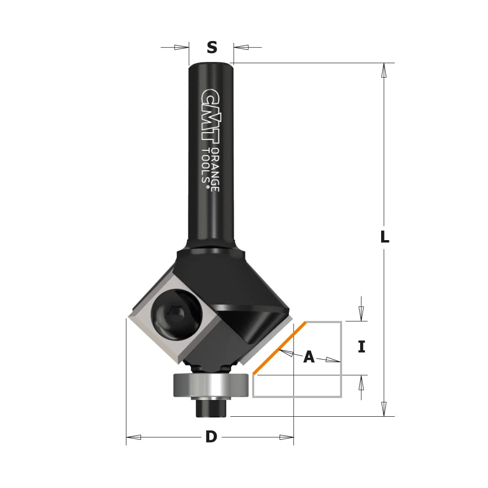 Cmt orange Tools 659.045.11 – frez zaokrąglający odwracalny do ostrzy S 8 45 stopni Z2 DX