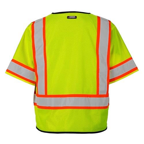 Kishigo Men's High Visibility Reflective Economy Single Pocket Contrasting Mesh Vest 1565, ANSI 107 Type R/Class 34