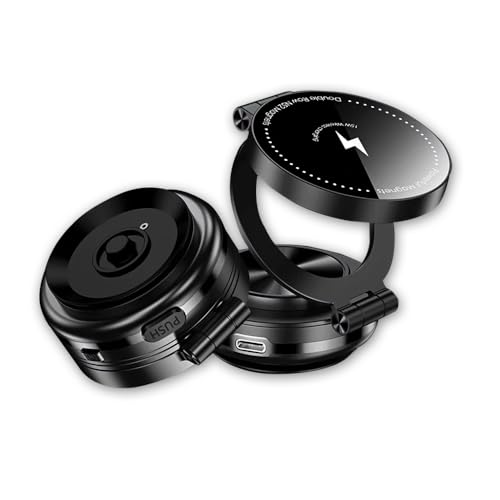 CoolKo 2in1 360 Degree Swivel Automobile Holder Electric Sunction Mount with Wireless Charger Vacuum Absorption Car Phone Holder - 1 Piece Black