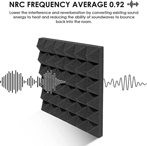 YGM Acoustic Foams® Pyramid Acoustic (Set of 12), 50 Density Foam Panels,12" X 12" X 2 Inches, Premium Grade Soundproofing Studio Noise, Echo Reduction and Absorption (6 Green + 6 Black) - Image 7