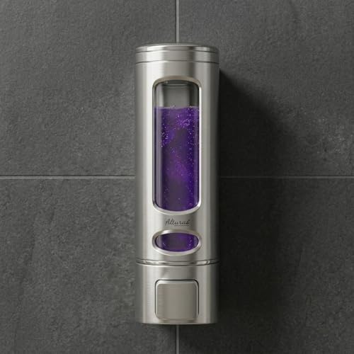 Image of ALTURAS Wall Mounted Liquid Soap Dispenser, ABS, 400 ML, for Shampoo, Sanitizer and Gel Handwash Dispenser (400 ML Silver Combo)