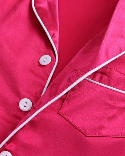 Girls 4 Piece Pajamas Set Silk Button-Up Top and Shorts Boys Sleepwear Nightwear for Kids2