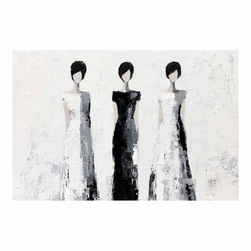 Tableau noir et blanc decoration murale moderne HOQIU art féminin pour salon et bureau 70x100cm