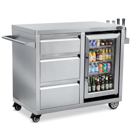 Image of Hygrill BBQ Cart Movable Pizza Oven Table Stand, Outdoor Grill Cart