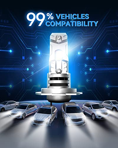 Laxmas Upgraded H7 Led Bulbs, 18000Lm 120W 600% Brighter 6500K Cool White, High/Low Beam Led Bulbs 1:1 Ultra Mini-Size Wireless Light Bulbs, Halogen Replacement Plug And Play, Pack Of 2 #TOP6
