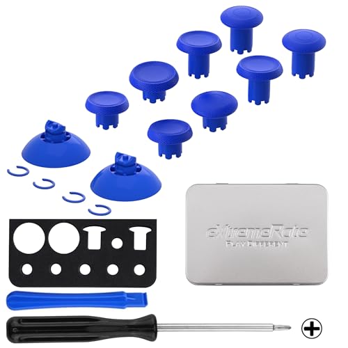 Image of eXtremeRate ThumbsGear V3 Interchangeable Thumbsticks for Xbox Series X /S, 4 Height Adjustable Convex and Concave Grip Joysticks for Xbox One S /X /Elite, for Nintendo Switch Pro Controller - Blue