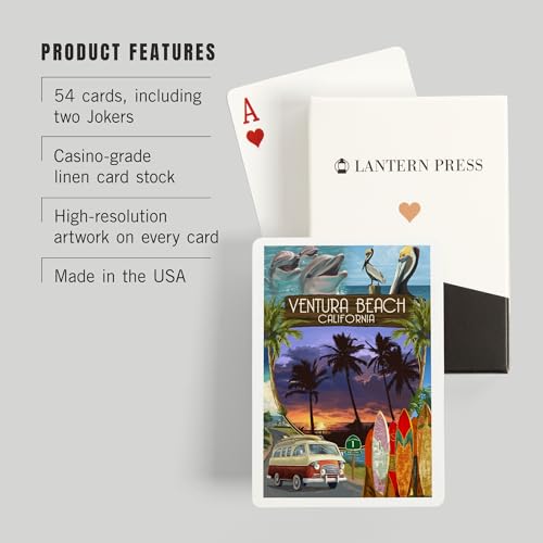 Lantern Press Ventura Beach, California, Naipes Poker 52 cartas miniatura 3