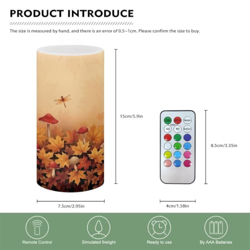 Image of Fall Maple Leaf LED Flameless Candles with Remote Timer
