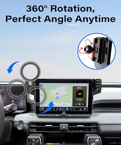 Image of Car Phone Holder for 2026 Toyota RAV4 /RAV4 Hybrid 10.5 inch Screen Accessories | MagSafe Strong Magnetic Clip Cell Phone Mount, 360 Rotatable Hands-Free Holder, Not Block Air Vents