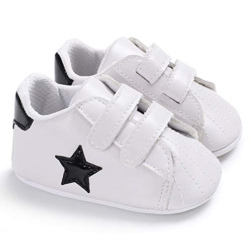 Newborn Baby Boys' Premium Star Soft Sole Infant Prewalker Toddler Sneakers Crib Shoes (Color : Black, Size : 0-3 Months)