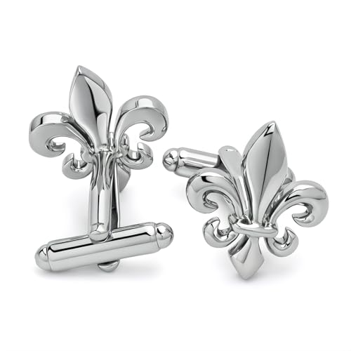 Spinki do mankietów Fleur de Lys | Klasyczny i elegancki spinki do mankietów | Prezent na ślub dla mężczyzn | Męskie akcesoria designerskie | Luksusowy francuski muszkieter rękaw srebrny, mm, stal,