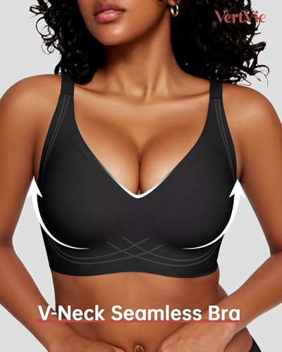 Vertvie Deep V Bras for Women No Underwire Push Up Wireless Bra Comfort Seamless Supportive Bra Racerback Soft Sleep Bralette - Image 6