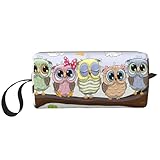 JKJOJIA Cute Owl Makeup Bag Organizer Small Cosmetic Bags Portable Travel Toiletry Bag With Handle Simple Accessories Storage Zipper Pouch For Women Girl