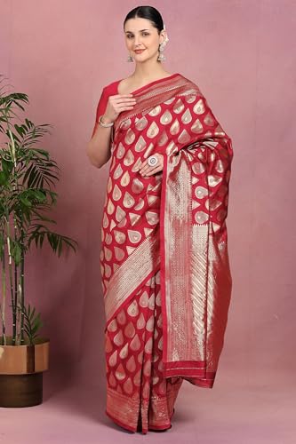 Image of Subham Saree for Woman Silk Cotton Kanjivaram | Soft Daily Wear Golden Zari Sari with Jacquard Blouse Piece