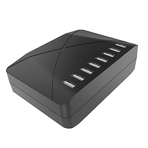 Cargador USB Múltiple Portátil con Estación de Carga de 4 Puertos para Casa y Oficina en Color Negro