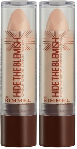 Rimmel London Correttore Hide The Blemish, Stick Copri Occhiaie, Rossori e Imperfezioni, 004 Natural Beige, 4.5 g (Confezione da 2)