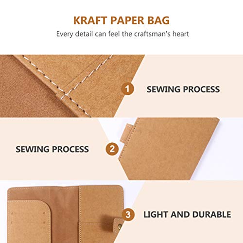 Toyvian Titular Do Passaporte de Couro Caso de Capa de Papel Kraft Rfid Bloqueio Carteira de Viagem