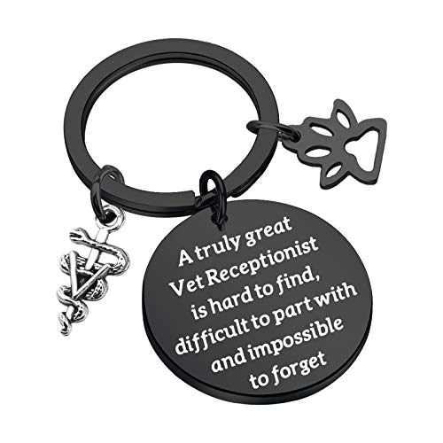 Image of CENWA Vet Receptionist Gift A Truly Great Vet Receptionist is Hard to Find Keychain Veterinary Assistant Vet Nurse Gift
