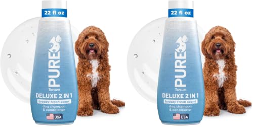 TropiClean Pure 2-in-1 Dog Shampoo and Conditioner, Reduces Tangles & Softens Coat, Fruity Fresh Scent, Made in the USA, Safe for Puppies, 20oz. (Pack of 2)
