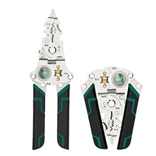 Gettimore Pinza per elettricista con tester di tensione, spelafili e taglierina, strumento multifunzione pieghevole con meccanismo a molla per fai da te e lavori elettrici