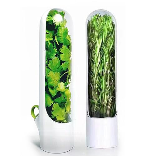 Doukesh - 2 Pièces Conservation d'Herbes Aromatiques,Économiseur D'Herbes pour Réfrigérateur,Récipient De Stockage D'Herbes,Conservateur D'Herbes Fraîches pour Coriandre,Menthe,Persil,Asperges